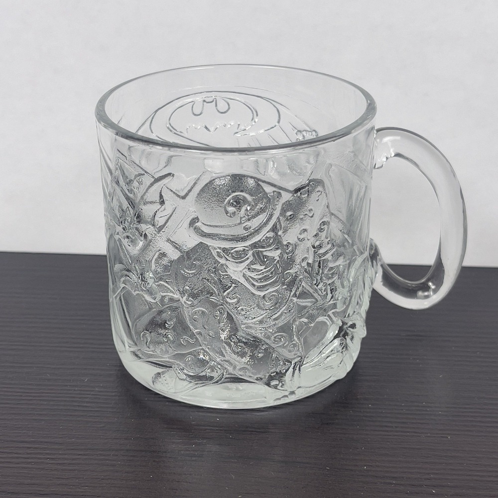 McDonald's Batman Forever 1995 The Riddler Clear‎ Glass Mug DC Comics France 3D